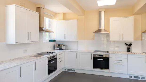 Kitchen in staff accommodation at St Piers